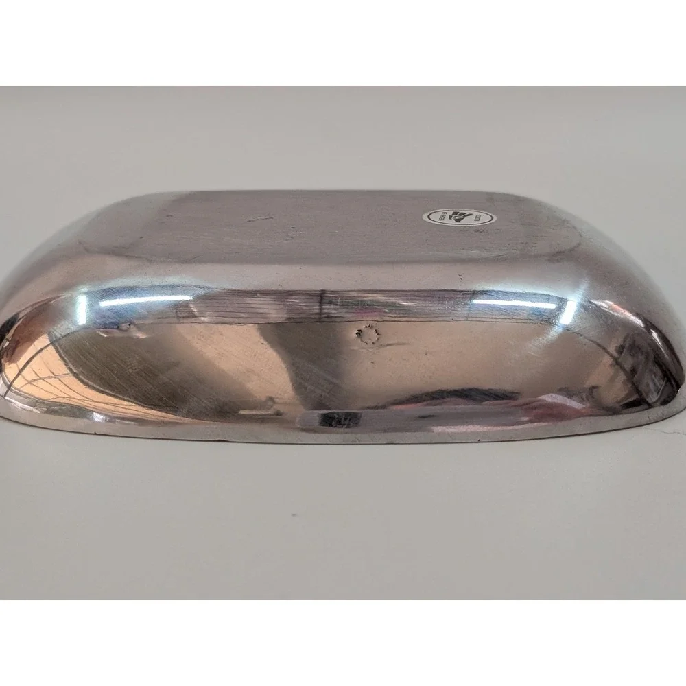 Mexican Handcrafted Polished Aluminum Textured Oval Catchall Tray Silver Dish